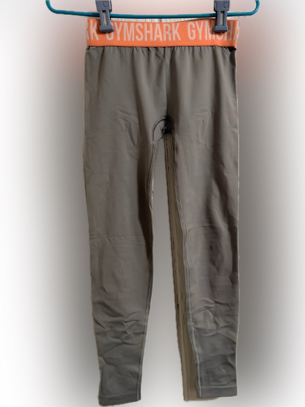 Gymshark Fit Seamless Gray Peach Logo Waistband Leggings